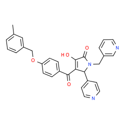 ChemSpider 2D Image | 3-Hydroxy-4-{4-[(3-methylbenzyl)oxy]benzoyl}-5-(4-pyridinyl)-1-(3-pyridinylmethyl)-1,5-dihydro-2H-pyrrol-2-one | C30H25N3O4