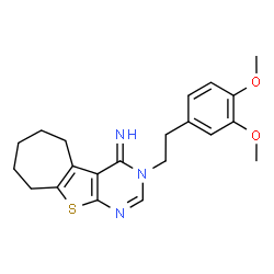 ChemSpider 2D Image | 3-[2-(3,4-Dimethoxyphenyl)ethyl]-3,5,6,7,8,9-hexahydro-4H-cyclohepta[4,5]thieno[2,3-d]pyrimidin-4-imine | C21H25N3O2S