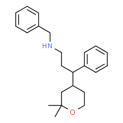 ChemSpider 2D Image | Benzyl-[3-(2,2-dimethyl-tetrahydro-pyran-4-yl)-3-phenyl-propyl]-amine | C23H31NO