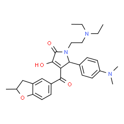 ChemSpider 2D Image | 1-[2-(Diethylamino)ethyl]-5-[4-(dimethylamino)phenyl]-3-hydroxy-4-[(2-methyl-2,3-dihydro-1-benzofuran-5-yl)carbonyl]-1,5-dihydro-2H-pyrrol-2-one | C28H35N3O4