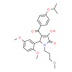 ChemSpider 2D Image | 5-(2,5-Dimethoxyphenyl)-3-hydroxy-4-(4-isopropoxybenzoyl)-1-(3-methoxypropyl)-1,5-dihydro-2H-pyrrol-2-one | C26H31NO7