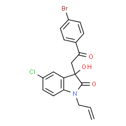 ChemSpider 2D Image | 1-Allyl-3-[2-(4-bromophenyl)-2-oxoethyl]-5-chloro-3-hydroxy-1,3-dihydro-2H-indol-2-one | C19H15BrClNO3