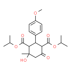ChemSpider 2D Image | Diisopropyl 4-hydroxy-2-(4-methoxyphenyl)-4-methyl-6-oxo-1,3-cyclohexanedicarboxylate | C22H30O7