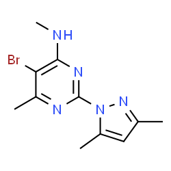 ChemSpider 2D Image | 4-pyrimidinamine, 5-bromo-2-(3,5-dimethyl-1H-pyrazol-1-yl)-N,6-dimethyl- | C11H14BrN5