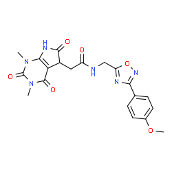 ChemSpider 2D Image | 2-(1,3-Dimethyl-2,4,6-trioxo-2,3,4,5,6,7-hexahydro-1H-pyrrolo[2,3-d]pyrimidin-5-yl)-N-{[3-(4-methoxyphenyl)-1,2,4-oxadiazol-5-yl]methyl}acetamide | C20H20N6O6