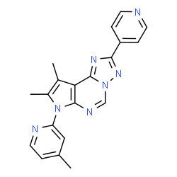ChemSpider 2D Image | 8,9-Dimethyl-7-(4-methyl-2-pyridinyl)-2-(4-pyridinyl)-7H-pyrrolo[3,2-e][1,2,4]triazolo[1,5-c]pyrimidine | C20H17N7