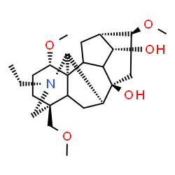 ChemSpider 2D Image | (1alpha,5xi,9xi,10xi,14alpha,16beta)-20-Ethyl-1,16-dimethoxy-4-(methoxymethyl)aconitane-8,14-diol | C24H39NO5