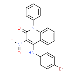 ChemSpider 2D Image | 4-[(4-Bromophenyl)amino]-3-nitro-1-phenyl-2(1H)-quinolinone | C21H14BrN3O3