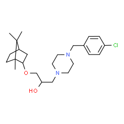 ChemSpider 2D Image | 1-[4-(4-Chlorobenzyl)-1-piperazinyl]-3-[(1,7,7-trimethylbicyclo[2.2.1]hept-2-yl)oxy]-2-propanol | C24H37ClN2O2