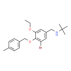 ChemSpider 2D Image | N-{3-Bromo-5-ethoxy-4-[(4-methylbenzyl)oxy]benzyl}-2-methyl-2-propanamine | C21H28BrNO2