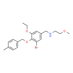 ChemSpider 2D Image | N-{3-Bromo-5-ethoxy-4-[(4-methylbenzyl)oxy]benzyl}-2-methoxyethanamine | C20H26BrNO3