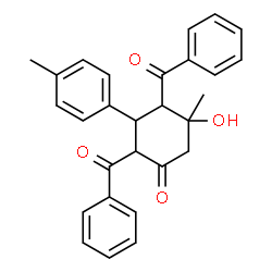 ChemSpider 2D Image | 2,4-Dibenzoyl-5-hydroxy-5-methyl-3-(4-methylphenyl)cyclohexanone | C28H26O4