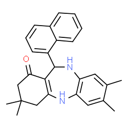 ChemSpider 2D Image | 3,3,7,8-Tetramethyl-11-(1-naphthyl)-2,3,4,5,10,11-hexahydro-1H-dibenzo[b,e][1,4]diazepin-1-one | C27H28N2O