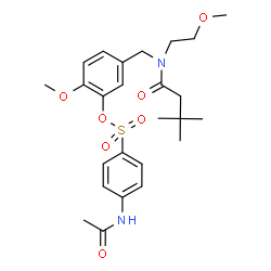 ChemSpider 2D Image | 5-{[(3,3-Dimethylbutanoyl)(2-methoxyethyl)amino]methyl}-2-methoxyphenyl 4-acetamidobenzenesulfonate | C25H34N2O7S