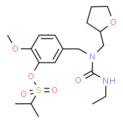 ChemSpider 2D Image | 5-{[(Ethylcarbamoyl)(tetrahydro-2-furanylmethyl)amino]methyl}-2-methoxyphenyl 2-propanesulfonate | C19H30N2O6S