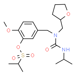 ChemSpider 2D Image | 5-{[(Isopropylcarbamoyl)(tetrahydro-2-furanylmethyl)amino]methyl}-2-methoxyphenyl 2-propanesulfonate | C20H32N2O6S