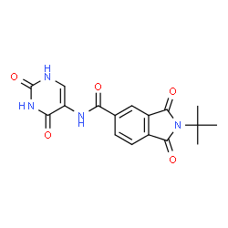 ChemSpider 2D Image | N-(2,4-Dioxo-1,2,3,4-tetrahydro-5-pyrimidinyl)-2-(2-methyl-2-propanyl)-1,3-dioxo-5-isoindolinecarboxamide | C17H16N4O5