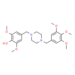 ChemSpider 2D Image | 2,6-Dimethoxy-4-{[4-(3,4,5-trimethoxybenzyl)-1-piperazinyl]methyl}phenol | C23H32N2O6