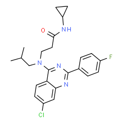 ChemSpider 2D Image | N~3~-[7-Chloro-2-(4-fluorophenyl)-4-quinazolinyl]-N-cyclopropyl-N~3~-isobutyl-beta-alaninamide | C24H26ClFN4O