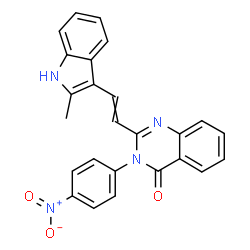 ChemSpider 2D Image | 2-[2-(2-Methyl-1H-indol-3-yl)vinyl]-3-(4-nitrophenyl)-4(3H)-quinazolinone | C25H18N4O3
