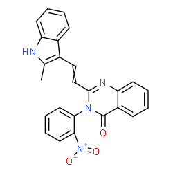 ChemSpider 2D Image | 2-[2-(2-Methyl-1H-indol-3-yl)vinyl]-3-(2-nitrophenyl)-4(3H)-quinazolinone | C25H18N4O3