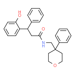 ChemSpider 2D Image | 3-(2-Hydroxyphenyl)-3-phenyl-N-[(4-phenyltetrahydro-2H-pyran-4-yl)methyl]propanamide | C27H29NO3