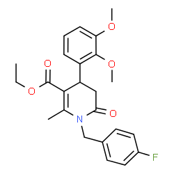 ChemSpider 2D Image | Ethyl 4-(2,3-dimethoxyphenyl)-1-(4-fluorobenzyl)-2-methyl-6-oxo-1,4,5,6-tetrahydro-3-pyridinecarboxylate | C24H26FNO5