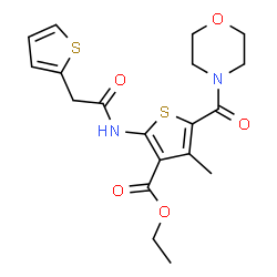 ChemSpider 2D Image | Ethyl 4-methyl-5-(4-morpholinylcarbonyl)-2-[(2-thienylacetyl)amino]-3-thiophenecarboxylate | C19H22N2O5S2