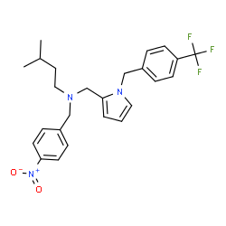 ChemSpider 2D Image | 3-Methyl-N-(4-nitrobenzyl)-N-({1-[4-(trifluoromethyl)benzyl]-1H-pyrrol-2-yl}methyl)-1-butanamine | C25H28F3N3O2