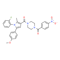 ChemSpider 2D Image | [1-(2-Fluorophenyl)-5-(4-methoxyphenyl)-2-methyl-1H-pyrrol-3-yl][4-(4-nitrobenzoyl)-1-piperazinyl]methanone | C30H27FN4O5