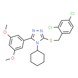 ChemSpider 2D Image | 4-Cyclohexyl-3-[(2,4-dichlorobenzyl)sulfanyl]-5-(3,5-dimethoxyphenyl)-4H-1,2,4-triazole | C23H25Cl2N3O2S
