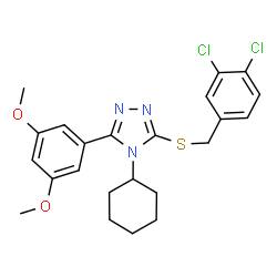 ChemSpider 2D Image | 4-Cyclohexyl-3-[(3,4-dichlorobenzyl)sulfanyl]-5-(3,5-dimethoxyphenyl)-4H-1,2,4-triazole | C23H25Cl2N3O2S
