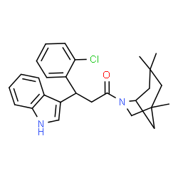 ChemSpider 2D Image | 3-(2-Chlorophenyl)-3-(1H-indol-3-yl)-1-(1,3,3-trimethyl-6-azabicyclo[3.2.1]oct-6-yl)-1-propanone | C27H31ClN2O