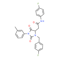 ChemSpider 2D Image | 2-[3-(4-Fluorobenzyl)-1-(3-methylphenyl)-2,5-dioxo-4-imidazolidinyl]-N-(4-fluorophenyl)acetamide | C25H21F2N3O3