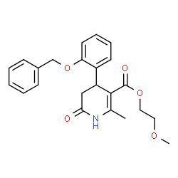 ChemSpider 2D Image | 2-Methoxyethyl 4-[2-(benzyloxy)phenyl]-2-methyl-6-oxo-1,4,5,6-tetrahydro-3-pyridinecarboxylate | C23H25NO5