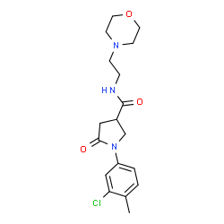 ChemSpider 2D Image | 1-(3-Chloro-4-methylphenyl)-N-[2-(4-morpholinyl)ethyl]-5-oxo-3-pyrrolidinecarboxamide | C18H24ClN3O3
