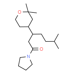 ChemSpider 2D Image | 3-(2,2-Dimethyltetrahydro-2H-pyran-4-yl)-6-methyl-1-(1-pyrrolidinyl)-1-heptanone | C19H35NO2