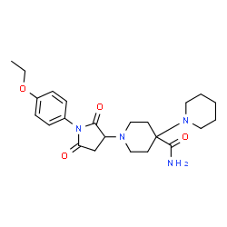 ChemSpider 2D Image | 1'-[1-(4-Ethoxyphenyl)-2,5-dioxo-3-pyrrolidinyl]-1,4'-bipiperidine-4'-carboxamide | C23H32N4O4