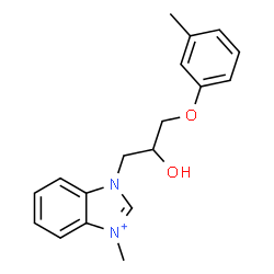 ChemSpider 2D Image | 3-(2-Hydroxy-3-m-tolyloxy-propyl)-1-methyl-3H-benzoimidazol-1-ium | C18H21N2O2