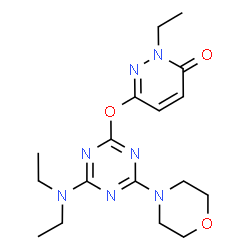 ChemSpider 2D Image | 6-{[4-(Diethylamino)-6-(4-morpholinyl)-1,3,5-triazin-2-yl]oxy}-2-ethyl-3(2H)-pyridazinone | C17H25N7O3
