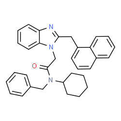 ChemSpider 2D Image | N-Benzyl-N-cyclohexyl-2-[2-(1-naphthylmethyl)-1H-benzimidazol-1-yl]acetamide | C33H33N3O