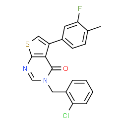 ChemSpider 2D Image | 3-(2-Chlorobenzyl)-5-(3-fluoro-4-methylphenyl)thieno[2,3-d]pyrimidin-4(3H)-one | C20H14ClFN2OS