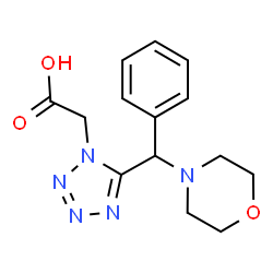 ChemSpider 2D Image | 5-(4-Morpholinylphenylmethyl)-1H-tetrazole-1-acetic acid | C14H17N5O3