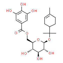 ChemSpider 2D Image | 2-(4-Methyl-3-cyclohexen-1-yl)-2-propanyl 6-O-(3,4,5-trihydroxybenzoyl)-beta-D-glucopyranoside | C23H32O10