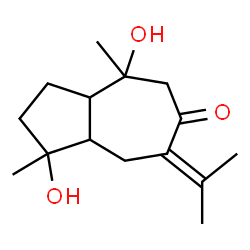 ChemSpider 2D Image | 1,4-Dihydroxy-7-isopropylidene-1,4-dimethyloctahydro-6(1H)-azulenone | C15H24O3