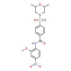 ChemSpider 2D Image | 4-[(2,6-Dimethyl-4-morpholinyl)sulfonyl]-N-(2-methoxy-4-nitrophenyl)benzamide | C20H23N3O7S