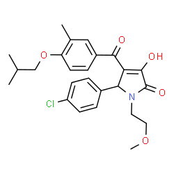ChemSpider 2D Image | 5-(4-Chlorophenyl)-3-hydroxy-4-(4-isobutoxy-3-methylbenzoyl)-1-(2-methoxyethyl)-1,5-dihydro-2H-pyrrol-2-one | C25H28ClNO5