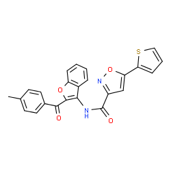 ChemSpider 2D Image | N-[2-(4-Methylbenzoyl)-1-benzofuran-3-yl]-5-(2-thienyl)-1,2-oxazole-3-carboxamide | C24H16N2O4S
