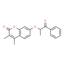 ChemSpider 2D Image | 3,4-Dimethyl-7-[(1-oxo-1-phenyl-2-propanyl)oxy]-2H-chromen-2-one | C20H18O4