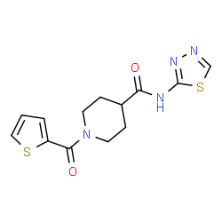 ChemSpider 2D Image | N-(1,3,4-Thiadiazol-2-yl)-1-(2-thienylcarbonyl)-4-piperidinecarboxamide | C13H14N4O2S2